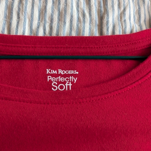 Red Candy Cane Hearts Graphic Top XL Kim Rogers - Picture 2 of 6